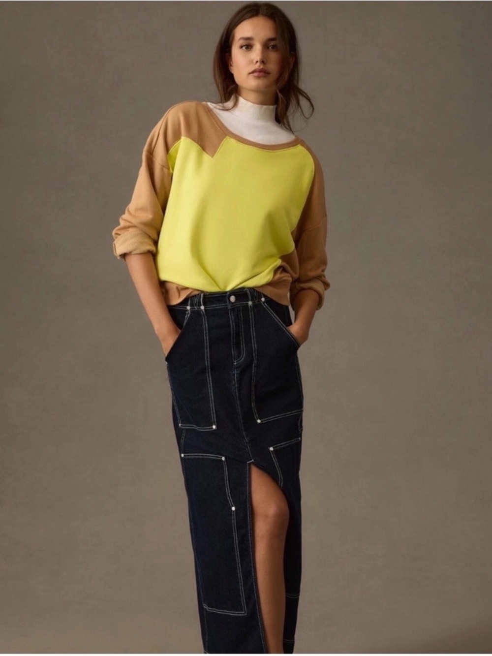 Anthropologie Maeve Heart Colorblock French Terry Pullover Knit Sweatshirt, XS